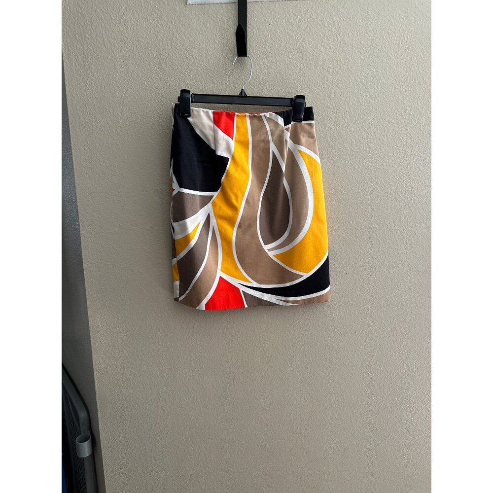 Worthington Petite Womens Multicolor Abstract Print Skirt 6P Cotton Back Zip‎